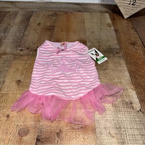 PET APPAREL PINK & WHITE STRIPE DRESS Puppy/Dog MEDIUM Crown Rhinestone NWT